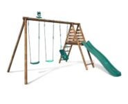 Aire de jeux en bois - 3 agrès dont siège bébé LILLY avec toboggan - ANKARA - SOULET