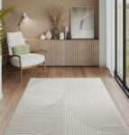 Tapis de Salon ou chambre en creme 160x230 - avec effet 3D