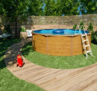 Piscine hors sol acier ronde Ø 4,55 x 1,20 m aspect bois CANYON