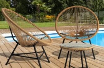 Salon De Jardin Izmir Table Et 2 Fauteuils Oeuf Cordage Effet Rotin