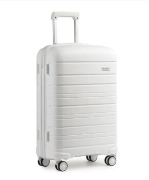 Kono Valise Trolley 65cm Valise de Transport Rigide en Polypropylène Ultra Léger à 4 roulettes avec Serrure TSA Intégré 66L, Blanc