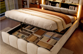 Bon plan : STILVORA Lit Coffre Double Avec LED, USB, Capitonné Velours, Tête De Lit, Sommier Relevable Beige