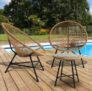 Promo : Salon De Jardin Izmir Table Et 2 Fauteuils Oeuf Cordage Effet Rotin